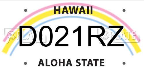 D021RZ Hawaii License Plate