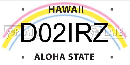 D02IRZ Hawaii License Plate