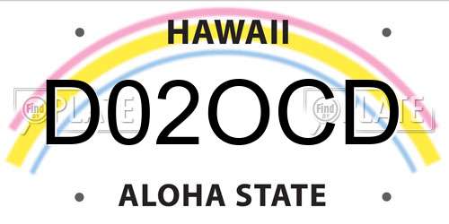 D02OCD Hawaii License Plate