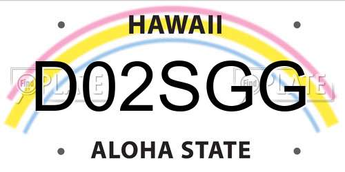 D02SGG Hawaii License Plate