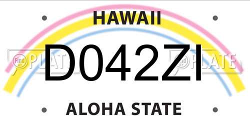 D042ZI Hawaii License Plate