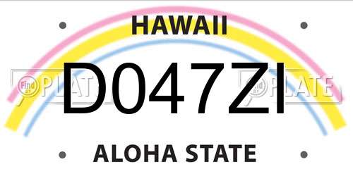 D047ZI Hawaii License Plate