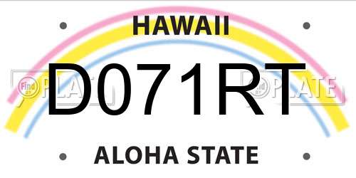 D071RT Hawaii License Plate
