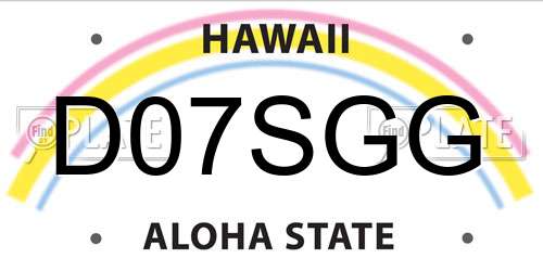 D07SGG Hawaii License Plate
