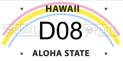 D08 Hawaii License Plate