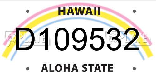D109532 Hawaii License Plate
