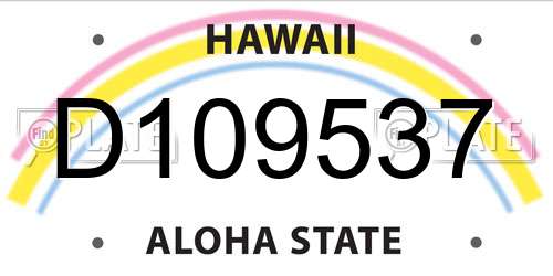 D109537 Hawaii License Plate