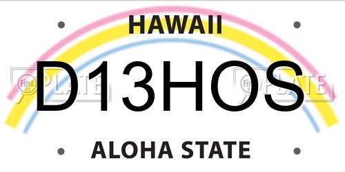 D13HOS Hawaii License Plate