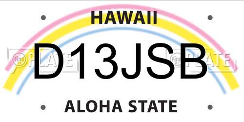 D13JSB Hawaii License Plate
