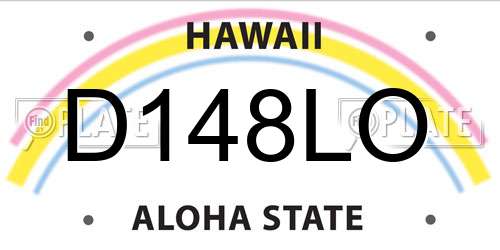 D148LO Hawaii License Plate