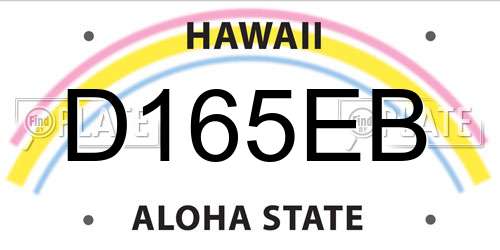 D165EB Hawaii License Plate