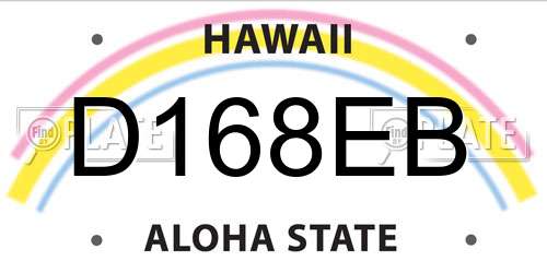 D168EB Hawaii License Plate
