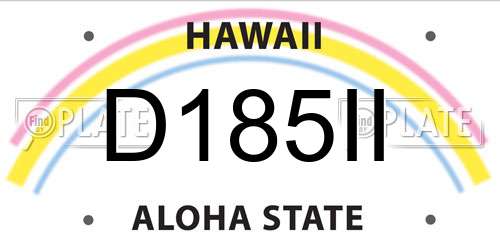 D185II Hawaii License Plate