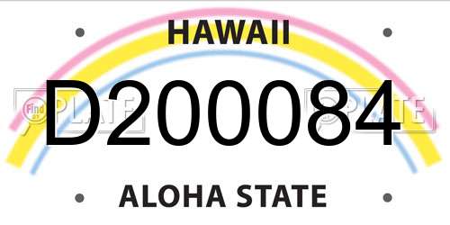 D200084 Hawaii License Plate