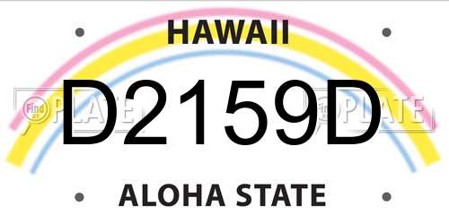 D2159D Hawaii License Plate
