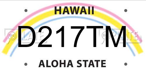 D217TM Hawaii License Plate