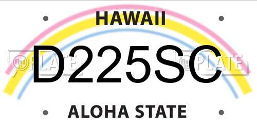 D225SC Hawaii License Plate