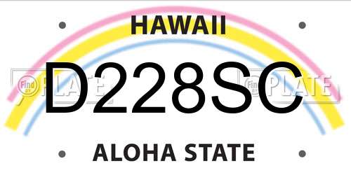 D228SC Hawaii License Plate