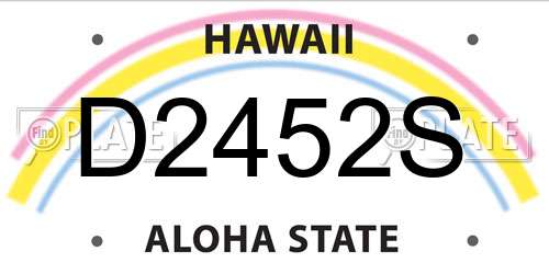 D2452S Hawaii License Plate