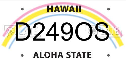 D249OS Hawaii License Plate