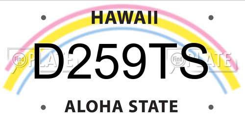 D259TS Hawaii License Plate