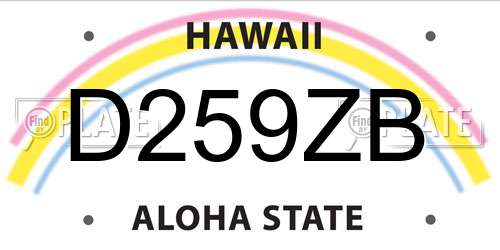 D259ZB Hawaii License Plate