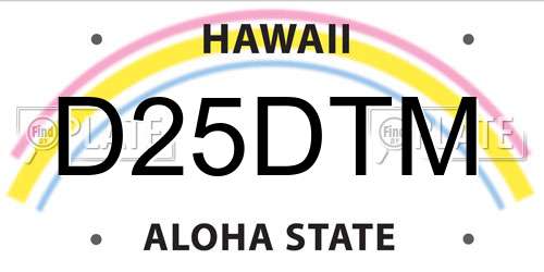 D25DTM Hawaii License Plate