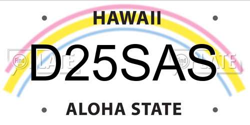 D25SAS Hawaii License Plate