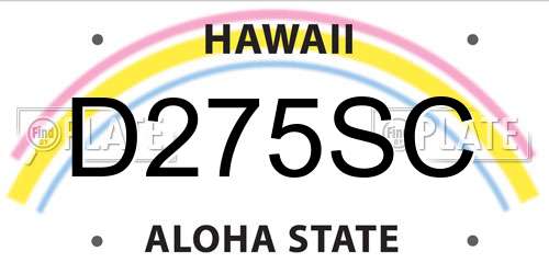 D275SC Hawaii License Plate