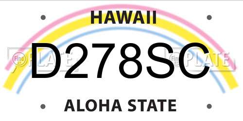 D278SC Hawaii License Plate