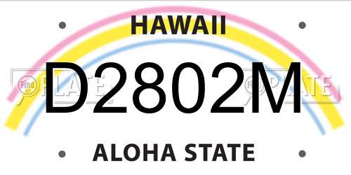 D2802M Hawaii License Plate