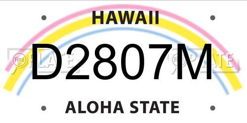 D2807M Hawaii License Plate