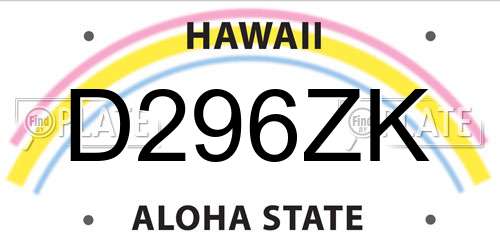 D296ZK Hawaii License Plate