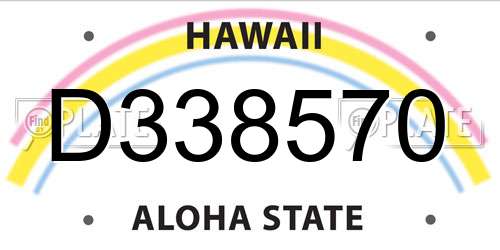 D338570 Hawaii License Plate