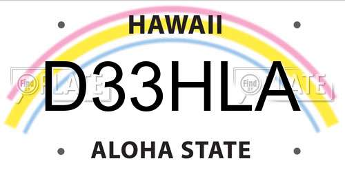 D33HLA Hawaii License Plate