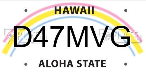 D47MVG Hawaii License Plate