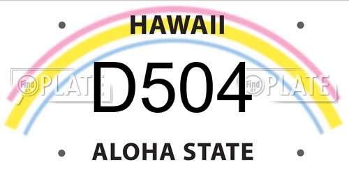 D504 Hawaii License Plate