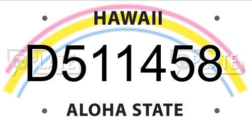 D511458 Hawaii License Plate