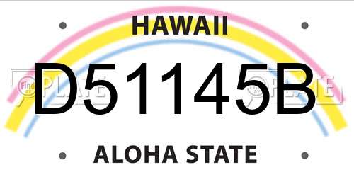 D51145B Hawaii License Plate