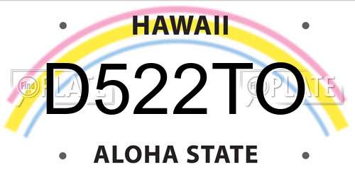 D522TO Hawaii License Plate