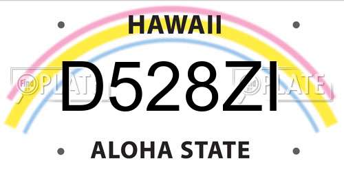 D528ZI Hawaii License Plate
