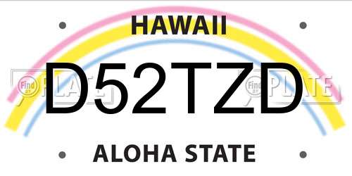 D52TZD Hawaii License Plate