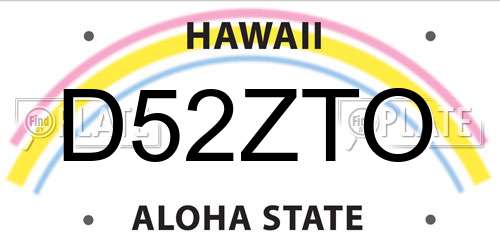 D52ZTO Hawaii License Plate