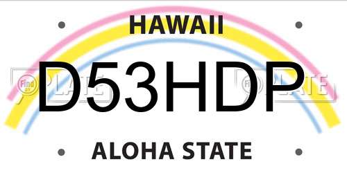 D53HDP Hawaii License Plate