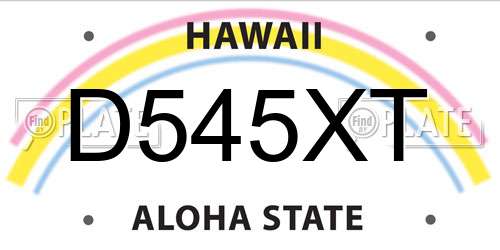 D545XT Hawaii License Plate