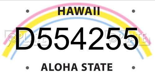 D554255 Hawaii License Plate