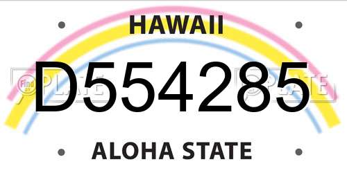 D554285 Hawaii License Plate