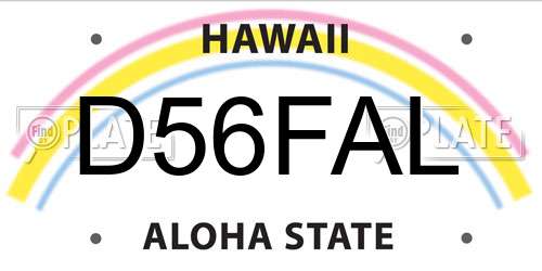 D56FAL Hawaii License Plate