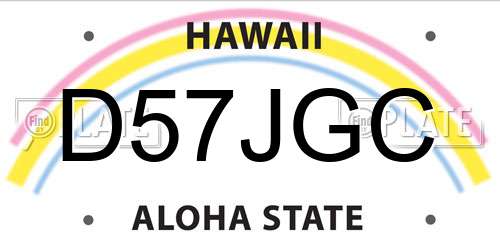 D57JGC Hawaii License Plate