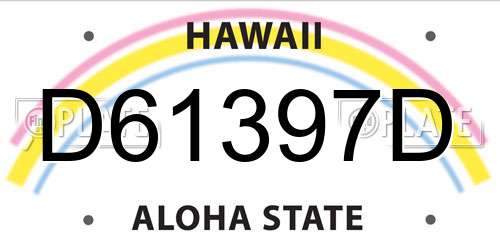D61397D Hawaii License Plate